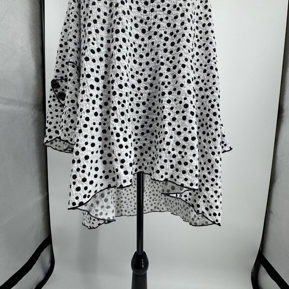 Ali Miles Womens 2X Top Black White Abstract Print‎ Lagenlook Button Artsy Bozy - Picture 5 of 10